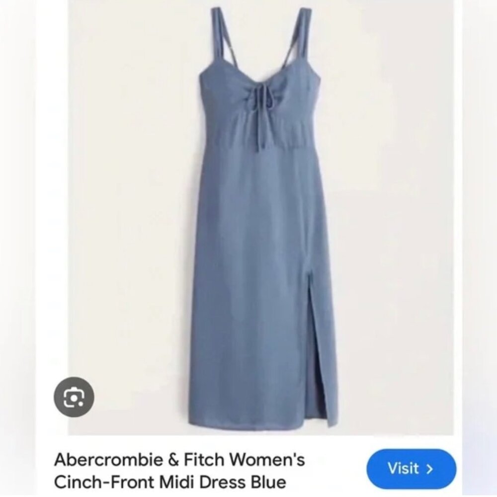 Abercrombie & Fitch Women's Cinch-Front Midi Dress in Blue Size Medium